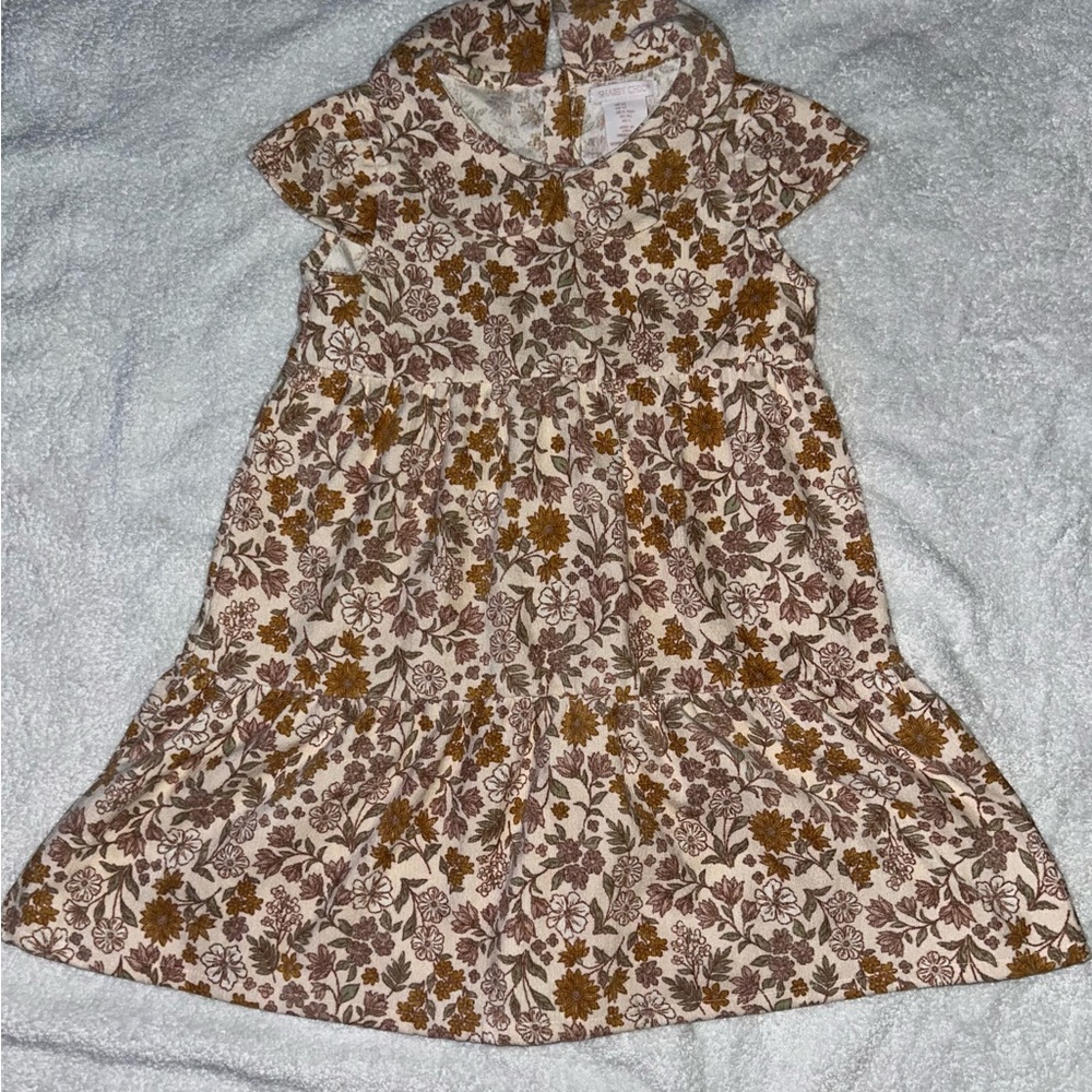 Shabby Chic Brown and Cream Floral Kids Dress